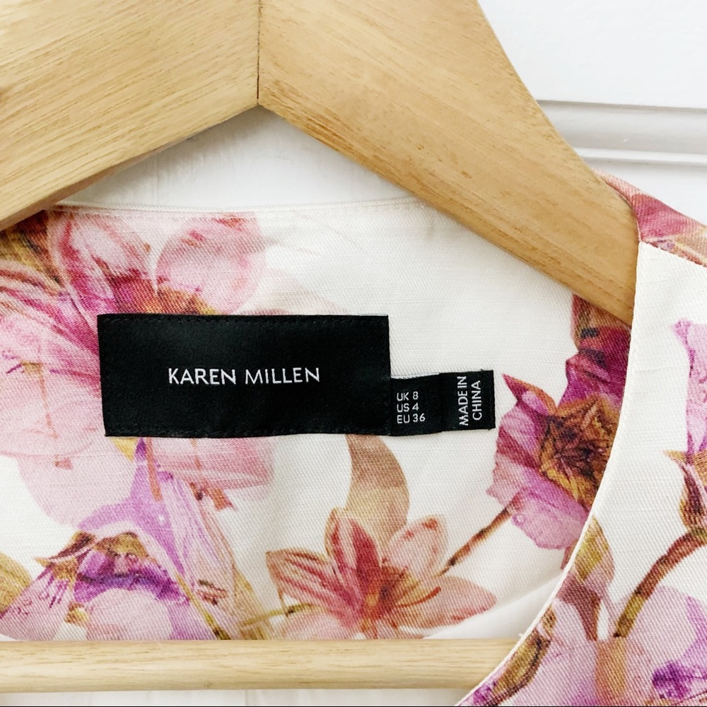 Karen Millen Floral Linen Blend Blazer - Picture 5 of 6